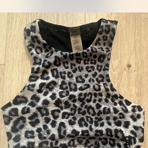 Good American Gray and Black Leopard Sports Bra